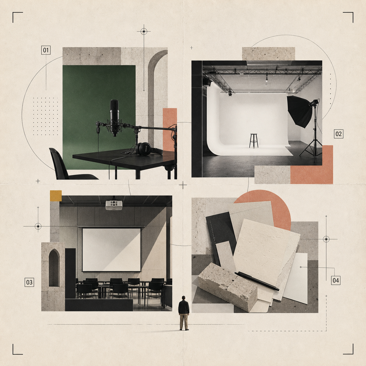 Collage detail for studio rental service